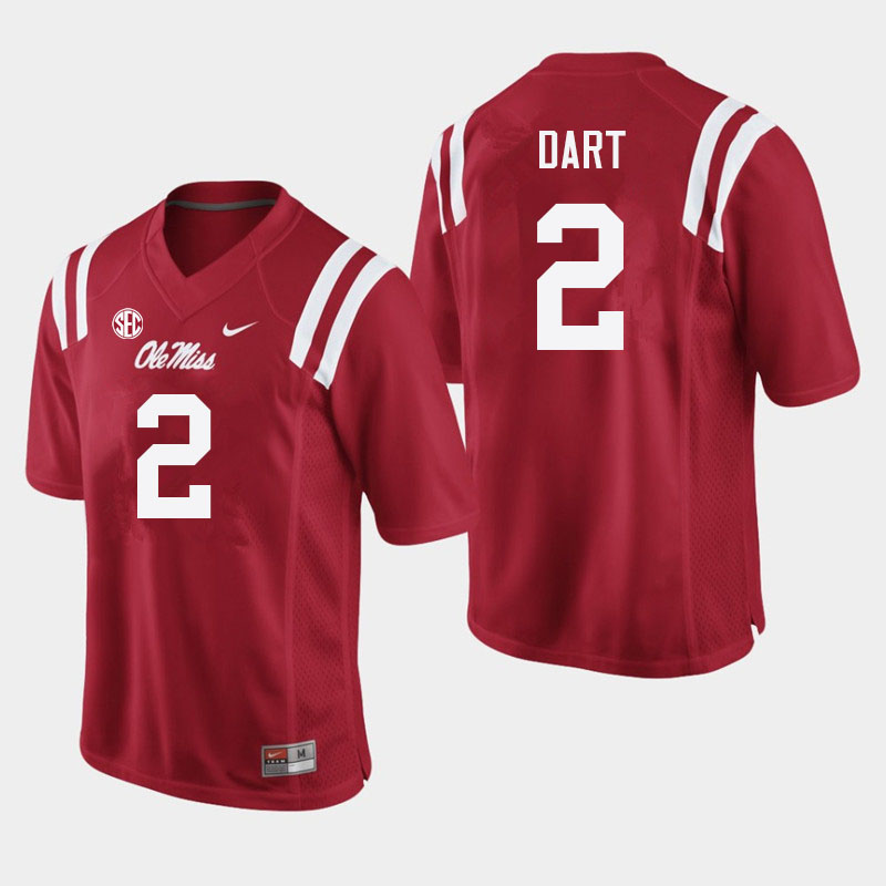 Men #2 Jaxson Dart Ole Miss Rebels College Football Jerseys Sale-Red